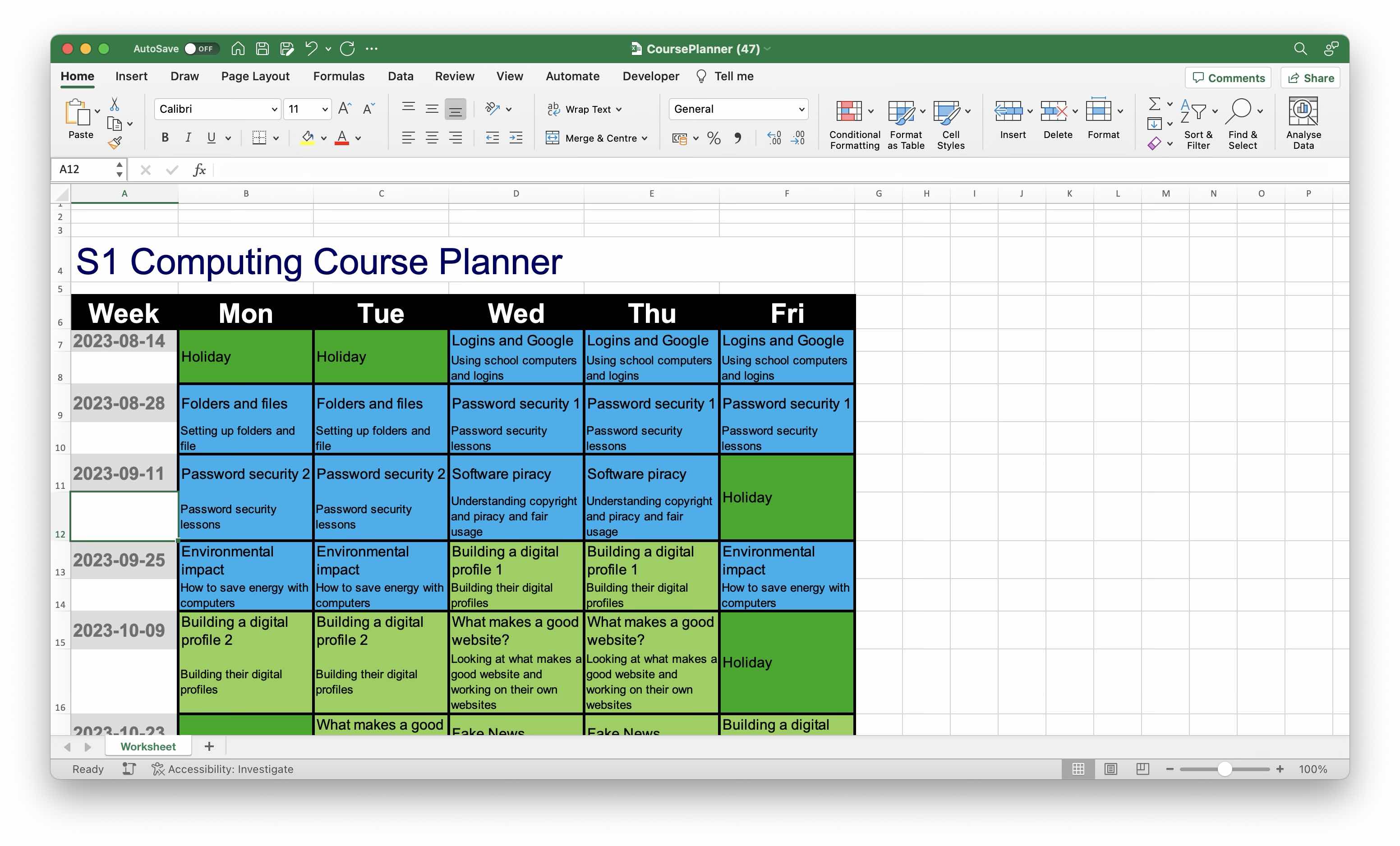 Course planner